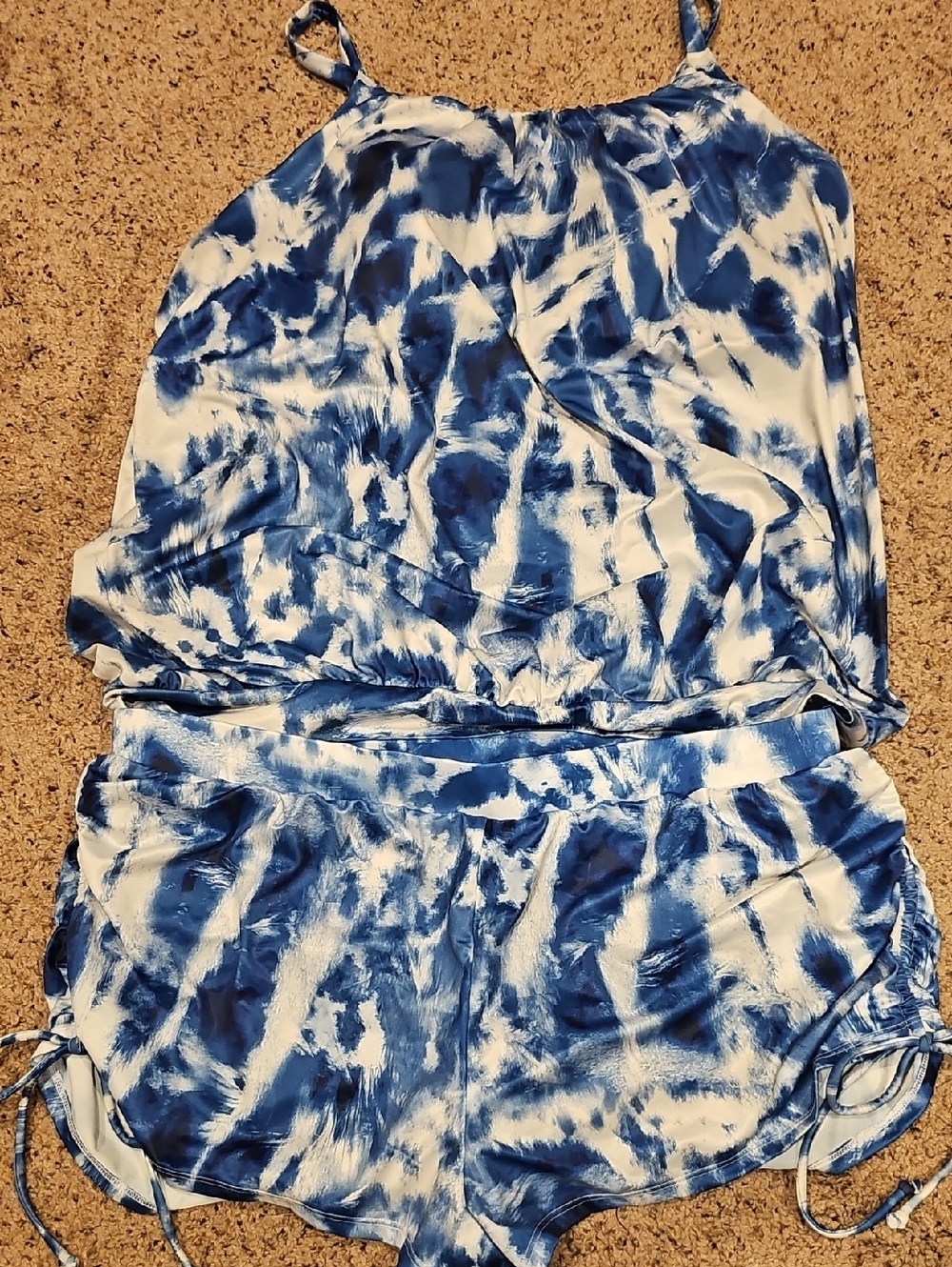 Cacique Blue and White Tie-Dye Swim Set Top SZ 16 Bottom SZ 18